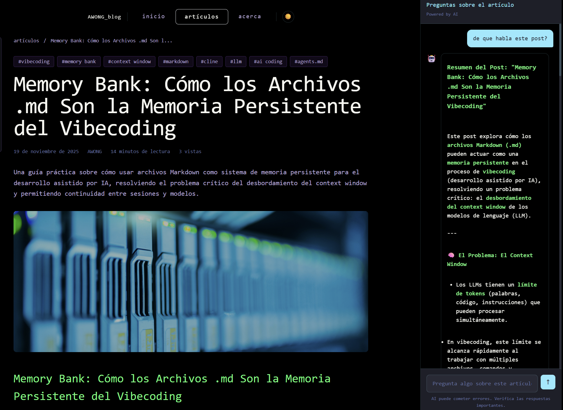 Asistente de IA para lectura de posts